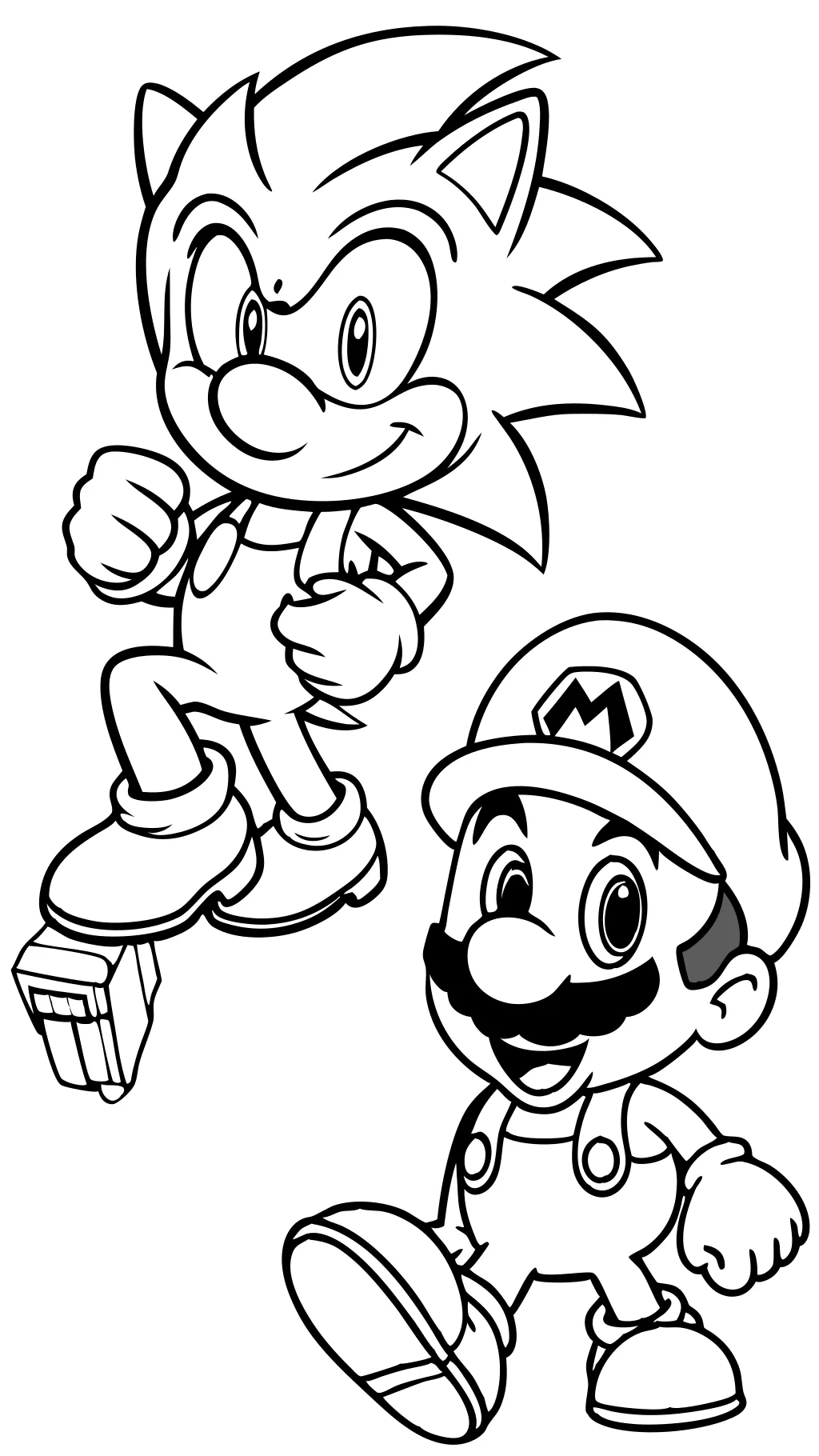 coloring pages mario and sonic